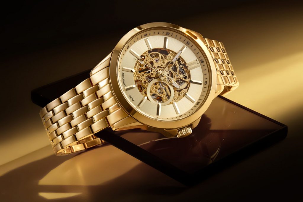 Relógio Masculino Automático Aço Dourado